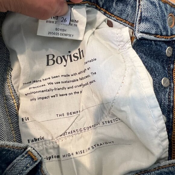 Boyish Womens The DEMPSEY Stretch High Rise Slim Straight Denim Sz 26 in MIRROR - Picture 7 of 11